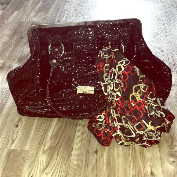 Black Crocodile skin style Satchel Bag - Picture 3 of 4